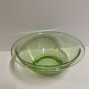 Green Glowy Uranium Vaseline Glass Mixing Bowl Hazel Atlas 1930s 9”